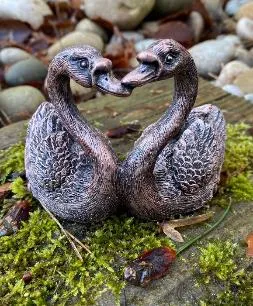 Miniature Loving Swans Bronze